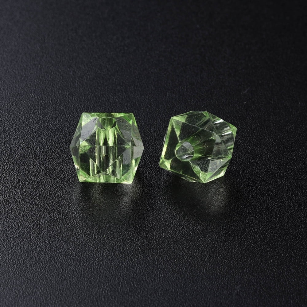500g Transparent Acrylic Beads Faceted Square Light Green 8.5x9.5x9.5mm Hole: 2.5mm about 1070pcs/500g