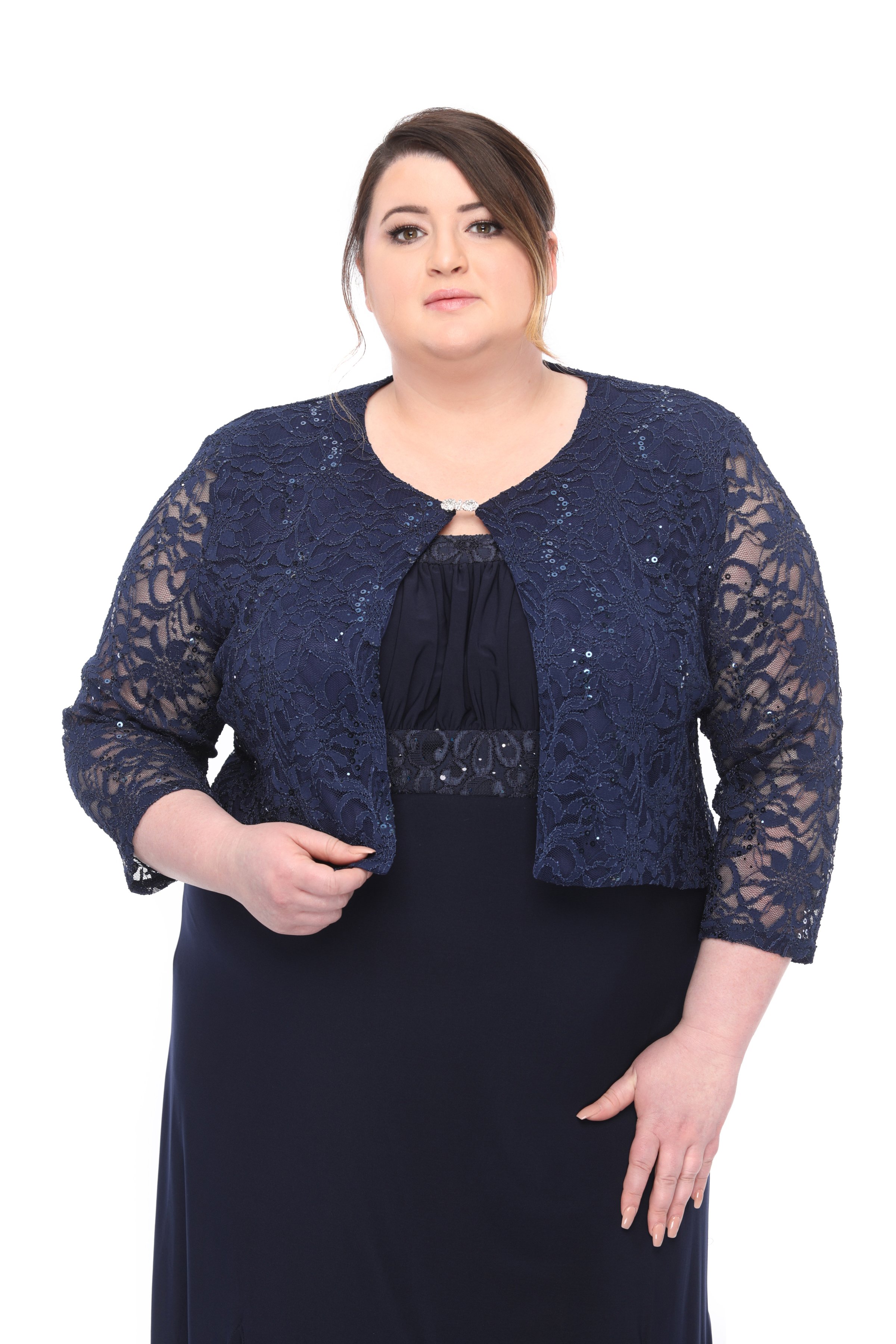 SleekTrends Womens Plus Size Embellished Sequin Lace Bolero Jacket, Women's, Size: 18W, Blue