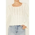 thumbnail image 4 of Shyanne Women's Bell Sleeve Pointelle Sweater - SWFA24SW54-OFFWHT   US, 4 of 5