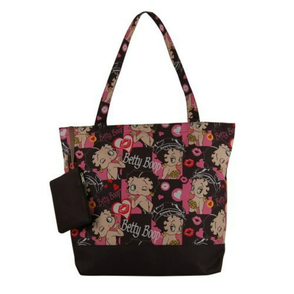 Betty Boop Tote or Duffle Bag Fashion Shoulder or Crossbody Duffle Weekender Bag (Black Multi)