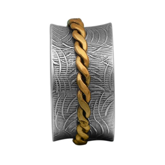 Double Tone Meditation Anxiety Anti Stress 925 Silver Spinner Men Women Band