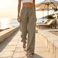 thumbnail image 6 of ClodeEU Women's Elastic Waist Straight Leg Pants With Pockets,Solid Color Casual Fashion Trousers ,Women's Plus XXL, 6 of 6