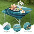 thumbnail image 4 of Teal Marble Gold Wave Pattern Square Fitted Tablecloth with Elastic Edge,Square Table Cover,Washable Elastic Table Cover for Home Kitchen Party Decor 34"x34", 4 of 6