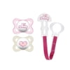 MAM Pacifiers and Baby Pacifier Clip, Baby Pacifier 0-6 Months and Baby Pacifier Clip, Best Pacifier for Breastfed Babies, 'I Love Daddy' Design Collection, Girl, 3-Count