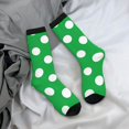 thumbnail image 5 of Hirioo Green And White Polka Dot Pattern Adult Middle Tube Socks Breathable Sock Non-Pilling,Contrasting Color Design, 5 of 6