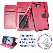 for Samsung J7 Prime On Nxt On7 Prime Case Phone Case Tortilla Wallet Detachable Bumper Mag Mount Ready Extra Pocket Purse Screen Flip Cover Pink