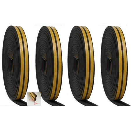 

sixwipe 4 Pcs Weather Stripping Door Seal Strip Strong Adhesive Doors and Windows Insulation Soundproof Weatherproof Foam Tape for Sliding Door Front Door Frame Windows (1/4In x 1/3In x 33Ft )