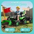 thumbnail image 3 of 24V Kids Ride on Excavator Digger Toy Cars, Ride on Construction Toy w/4-in-1 Construction Attachments (Excavator, Dump Truck & Bulldozer), Electric Tractor Car w/Remote Control, Swivel Seat, Green, 3 of 7