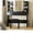 Marble Black, variant on QinaQin Vanity with a Mirror and Light, a Vanity Set with a Power Outlet, a Cushioned Stool, Six Shelves, Two Large Drawers, and Adjustable Lighting with Three Colors