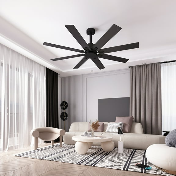 KULAGAGA 65 inch Ceiling Fan with Lights Remote Control,Reverse Airflow, 8 Blades Fan for Bedroom Kitchen Living Room