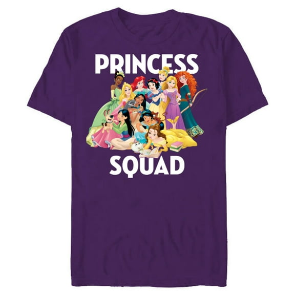 Disney Princess Squad Group T-Shirt- Short Sleeve Blended T-Shirt for Adults - Customized-Purple