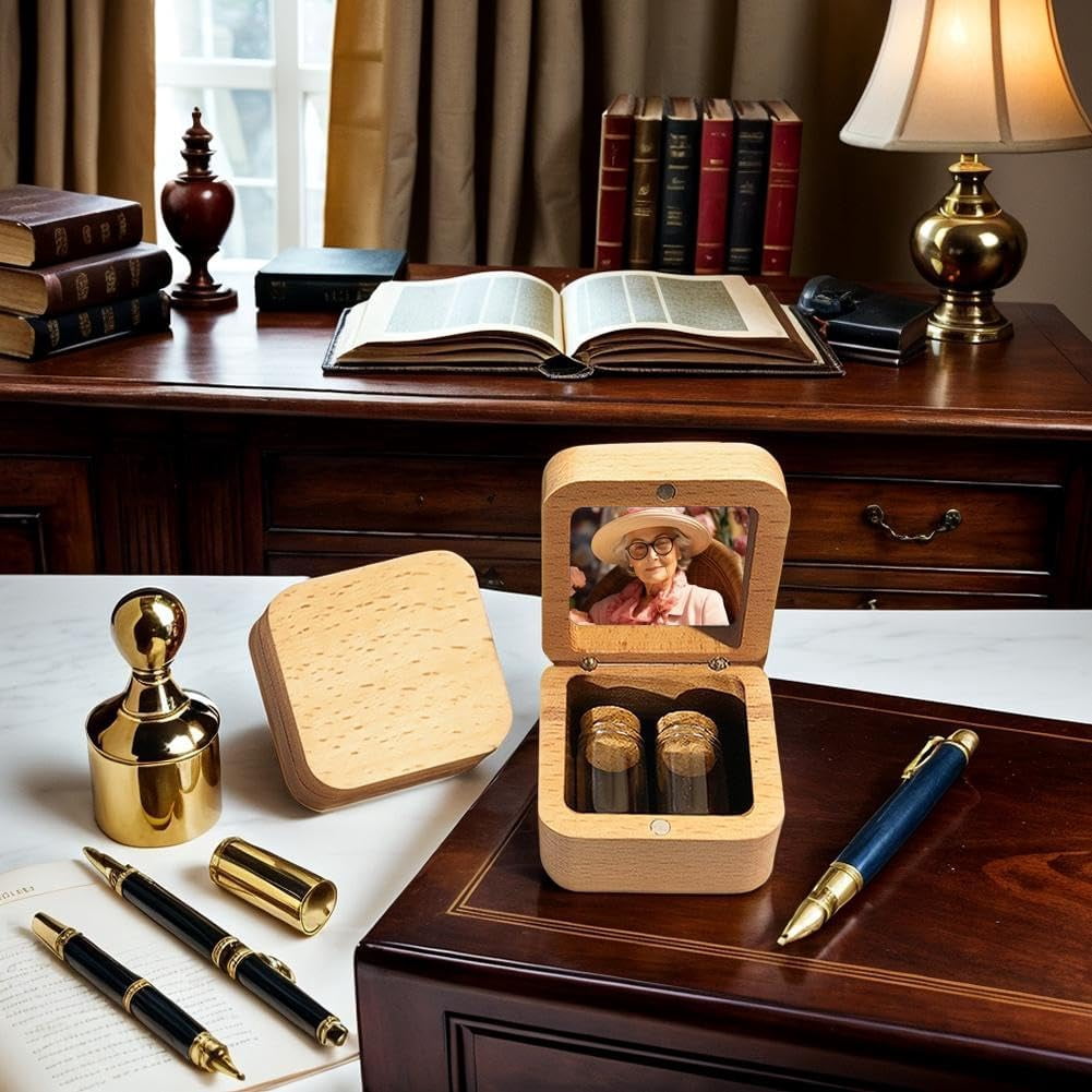 Customized Wooden Box for Ashes - Small Glass Urn for Pets Ashes Keepsake,Personalized Pet Hair Keepsake Box,Wooden Pet Fur Memorial Boxs with Photo,Gifts for Pet Lovers Friends