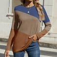 thumbnail image 3 of UAMVSH Long Sleeve Shirts for Women Color Block Soft Tunic Tops Casual Loose Fit Crewneck Fall Blouses Fashion Clothes, 3 of 6