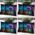 thumbnail image 6 of Halloween Pumpkins Lanterns Throw Pillow Covers, House in Magical Misty Decorative Pillow Covers Digital Printing Blended Fabric for Couch Sofa Bed Invisible Zipper (Set of 2), 6 of 6