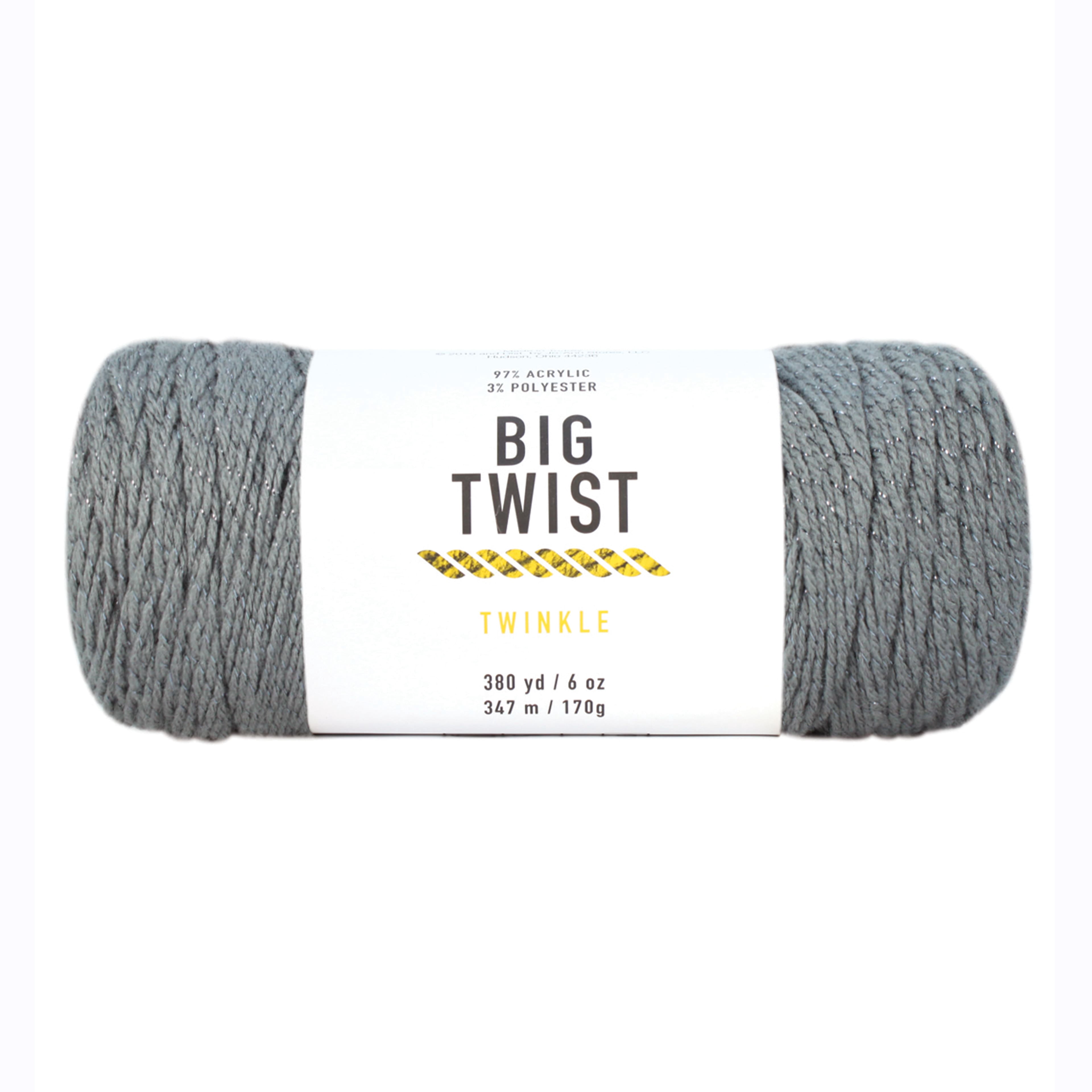 Big Twist Twinkle Yarn, Medium Worsted Sparkle Acrylic Blend, Assorted Colors, 6 oz. Skein, 6-Pack