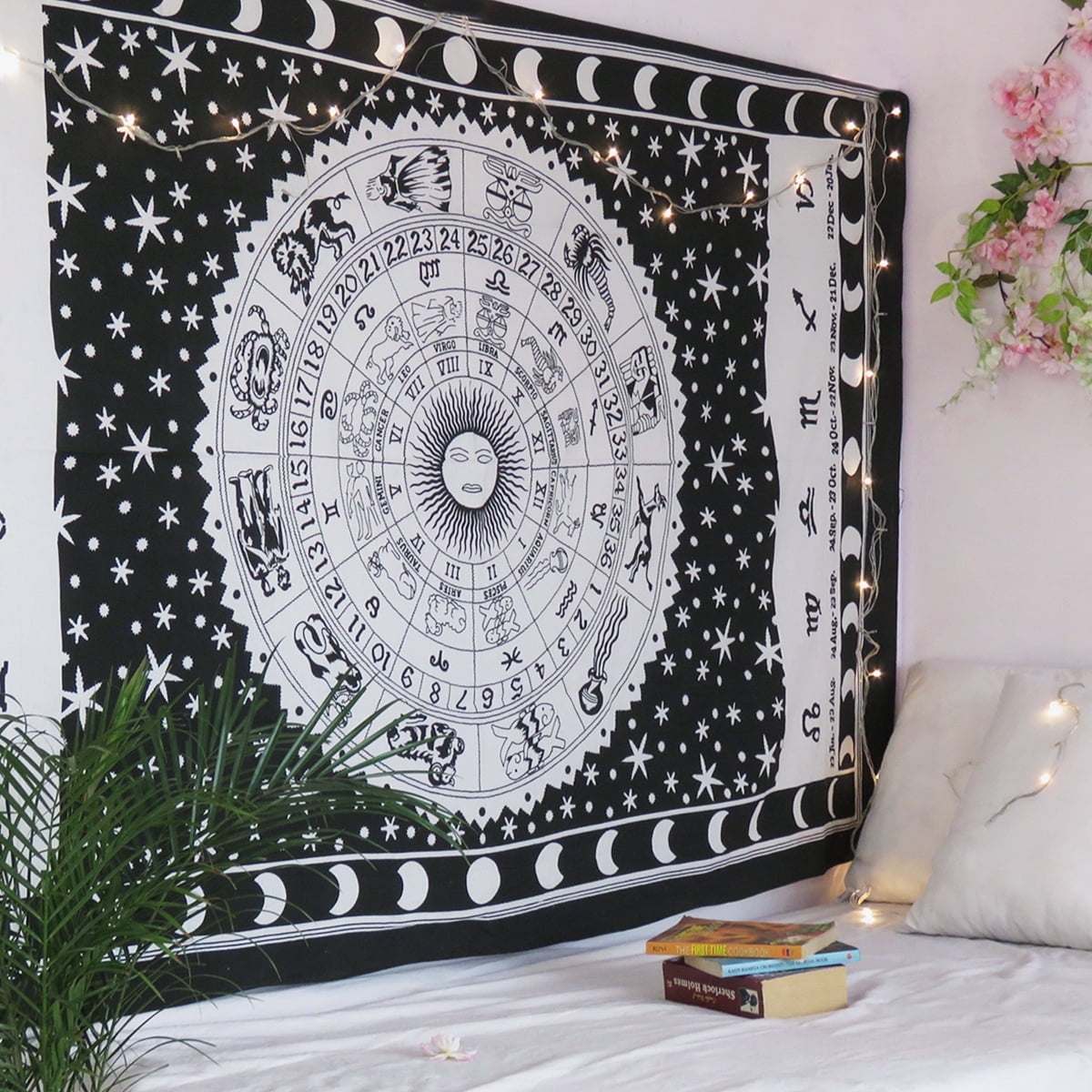 Oussum Zodiac Tapestries , Black and White