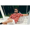 thumbnail image 5 of HAPPY BAY Men's Hawaiian Shirts Short Sleeve Button Down Shirt Men's Tropical Shirts Casual Holiday Summer Party Caribbean Shirts for Men Funny L Red, Beach, 5 of 5