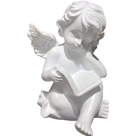 AZURAOKEY Statua in resina con angelo, giardino e ali di cherubino, statua di angelo, for lettura carina, modello piccolo angelo, decorazione for interni ed esterni, casa e giardino (lettura cherubino