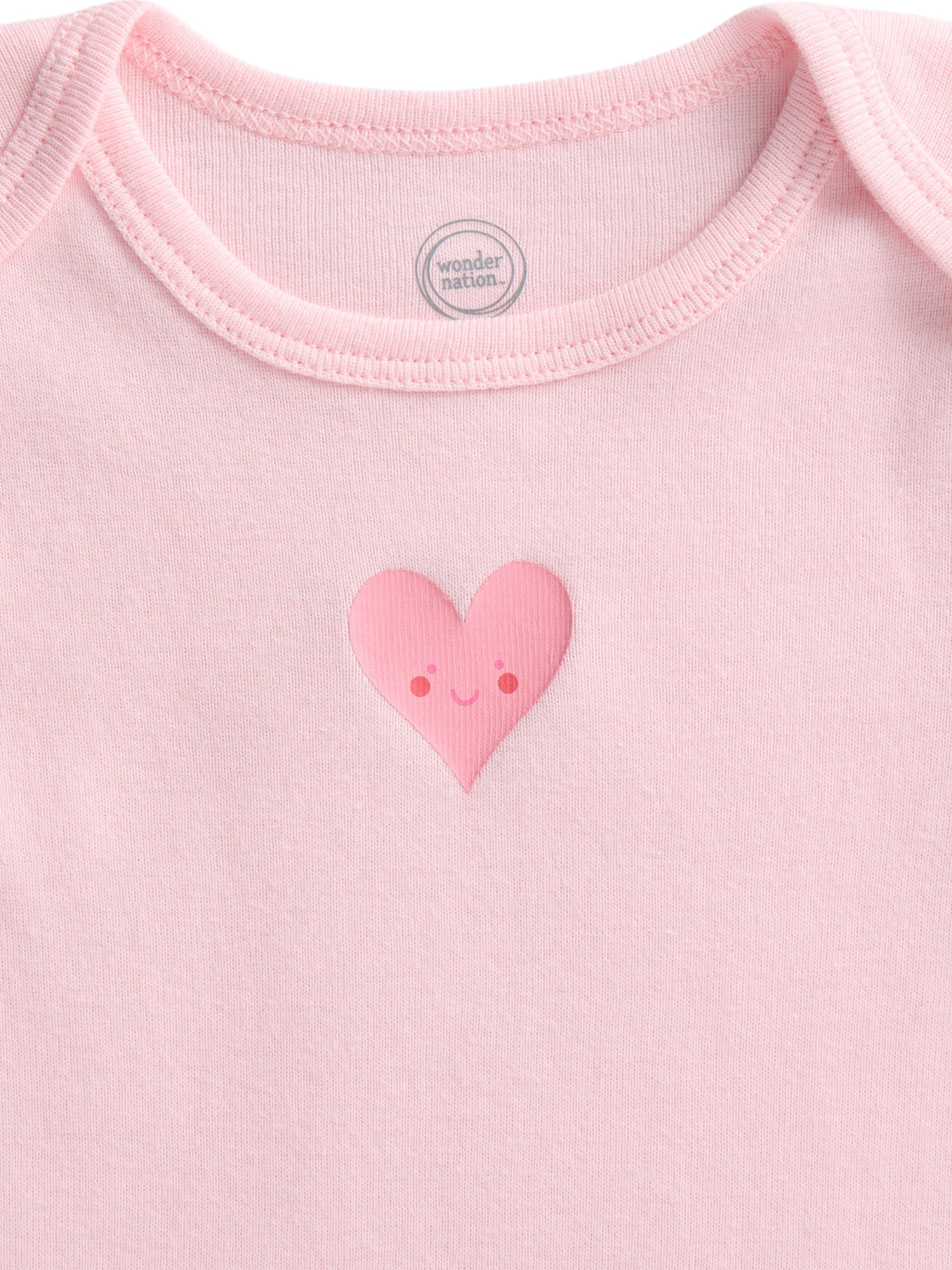 Wonder Nation Organic Cotton Baby Girls Cotton Bodysuit with Long Sleeves, 4-Pack, Sizes 12M-24M