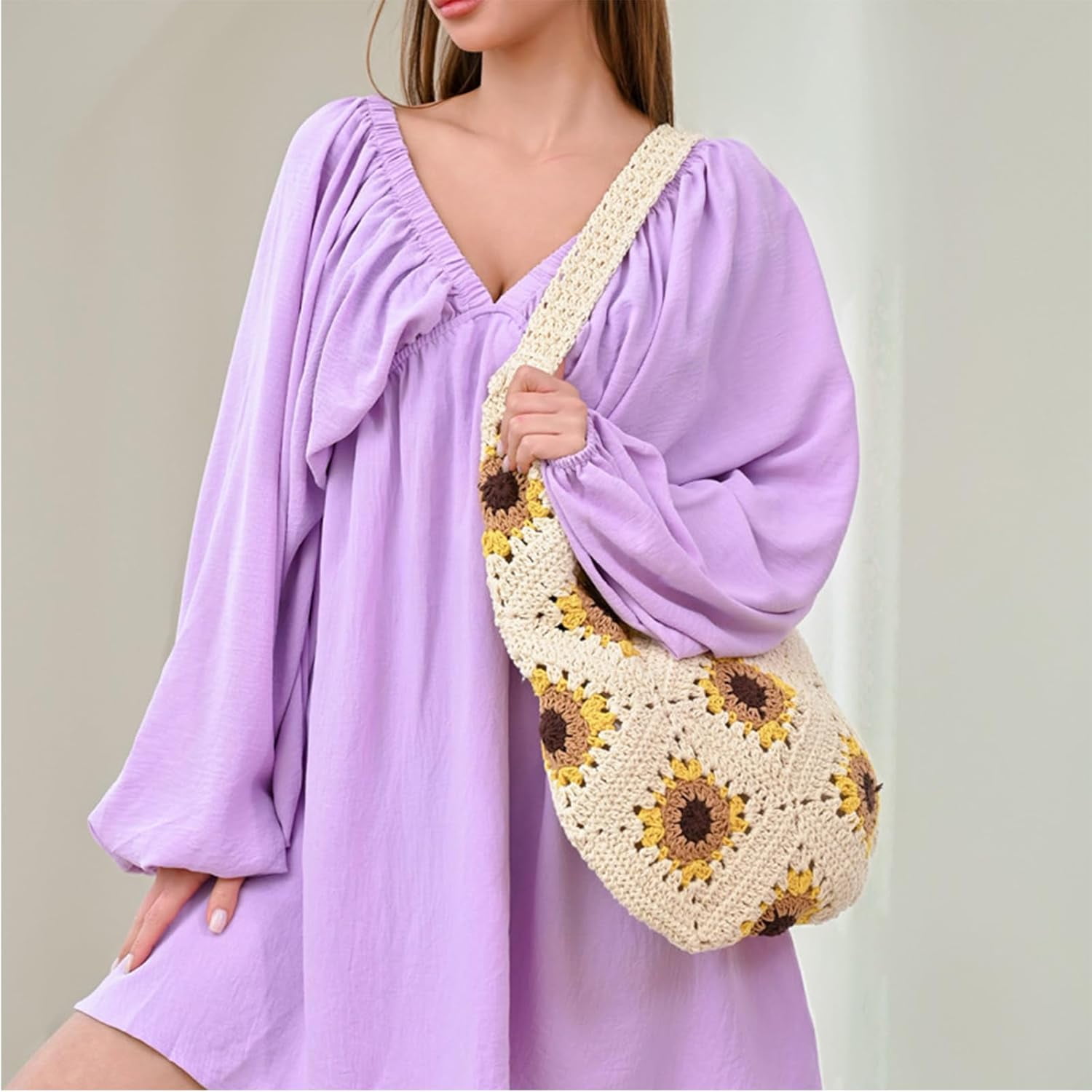 CAILDANL Crochet Beach Bag Beach Bags for Women Soft Summer Beach Tote Woven Purses for Summer Vacation