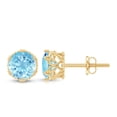 thumbnail image 3 of Rosec Jewels Aquamarine Solitaire Stud Earrings with Screw Back - 6 mm - AAA Quality - March Birthstone - Ready to Gift for Birthday, 10K Yellow Gold, 3 of 7