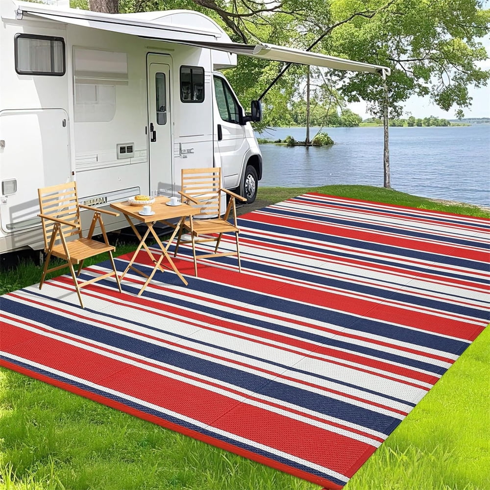 Waterproof Outdoor Rug 8x10/9×12/9×18, Plastic Straw Patio Camping Rug, Indoor Outdoor RV Mat Carpet for Deck, Camper, Porch, Balcony, Backyard, Picnic