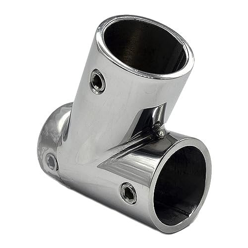 MARINE CITY 304 Grade Stainless Steel Tee Connector Hand Rail Fittings 3-Ways for 7/8 Inch Tube Marine Grade for Boats Ships Marines Yachts Pack of 2 60 Degree