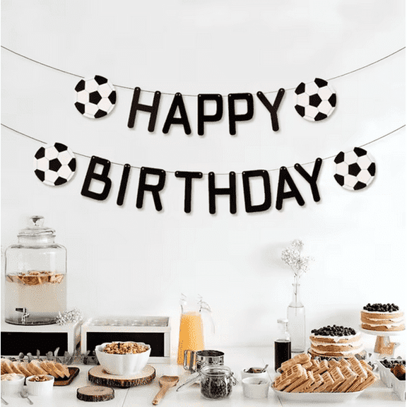3Meters Soccer Happy Birthday Letters Hanging Paper Garlands Banner Backdrops for Boys Men Sport Theme Soccer Football Player Birthday Supplies,Soccer Enthusiast Birthday Party Decorations