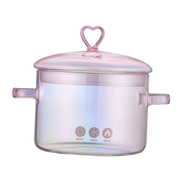 Bewildely Olla para estufa de vidrio resistente al calor, tamaño mini, olla para sopa, para sopa, leche Utensilios de cocina