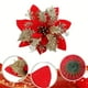 thumbnail image 4 of Adornos navideños, set de 10 flores artificiales para árbol de Navidad con pinzas, ideales para fiestas navideñas. Decoraciones de plástico., 4 of 6