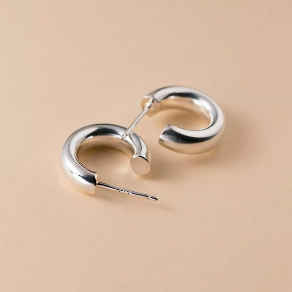 K-KED 925 Sterling Silver Half Hoop Earrings Womens Ear Stud Jewelry