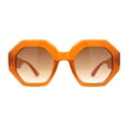 thumbnail image 1 of Womens Octagonal Mod Classy Thick Plastic Sunglasses Orange Brown, 1 of 4