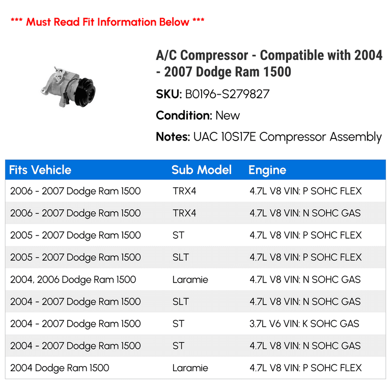 2004 dodge ram sale 1500 ac compressor