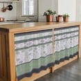 thumbnail image 6 of Green Stripes Abstract Tier Curtains 24 Inch Length, Geometric Spring Flowers Rustic Cafe Short Curtains for Bathroom Over Sink, Small Kitchen Curtain Light Filtering Drapes 2 Panels 27.5"Wx24"L, 6 of 8