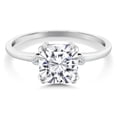 thumbnail image 2 of Gem Stone King 10K White Gold White Moissanite and White Diamond Engagement Ring for Women (2.41 Cttw, Cushion 8MM, Available in Size 5, 6, 7, 8, 9), 2 of 5