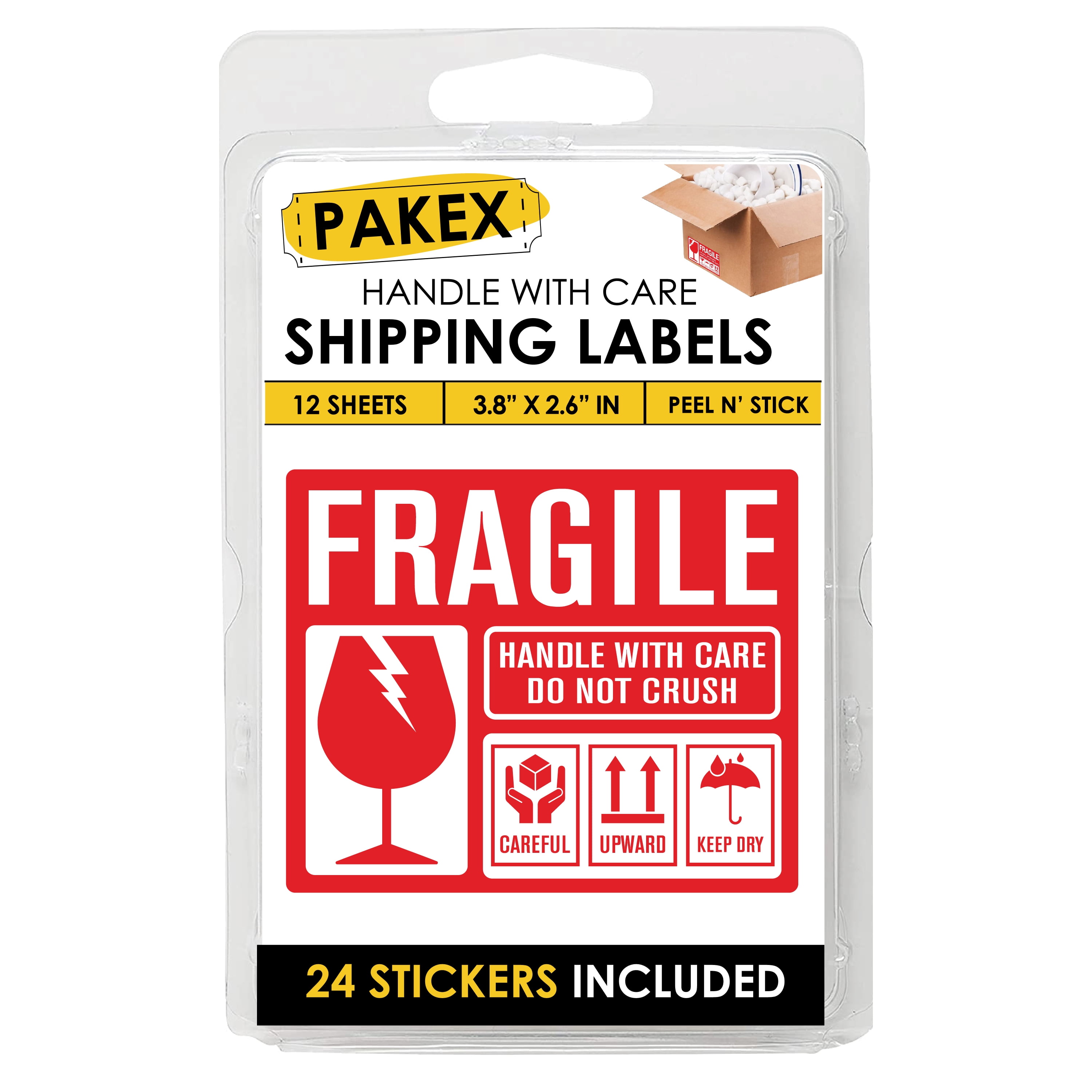 Easy Peel & Apply 40 ct 5 X FRAGILE HANDLE WITH CARE 1" x 3" Sticker Sheets 