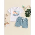 thumbnail image 3 of Musuos Toddler Boys First Birthday Outfits 6M 12M 18M Letter Print Short Sleeve T-Shirts Tops and Elastic Waist Shorts Summer Set, 3 of 10