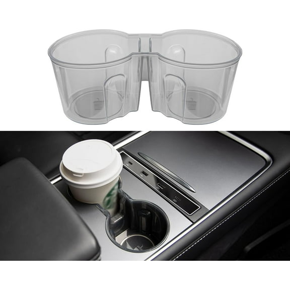 SOULWIT Center Console Cup Holder Insert for Tesla Model 3/Model3(2017-2023) and Model Y(2019-2025), Durable Waterproof Protective TPU Case Mat Cover - Clear Black