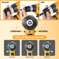thumbnail image 5 of 20V Cordless Drill Set with Battery & Charger, 30N.m Torque, 21+1 Settings, 3/8" Keyless Chuck, LED Light, Electric Drill Kit for Home DIY (Yellow), 5 of 8