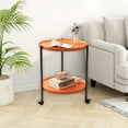 thumbnail image 5 of 2 Tier Side Table Folding Round End Table Small Nightstand With Two Removable Tray For Bedroom Living Room Bedside Small Spaces Tall Nightstand End Table, 5 of 6