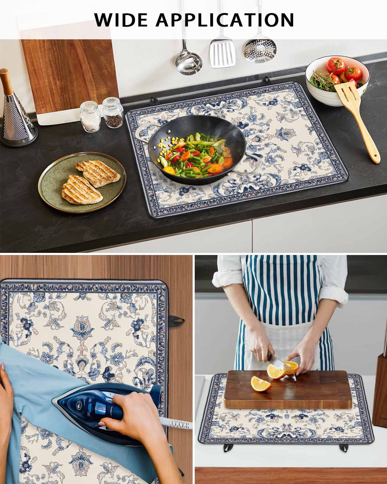 nqOlkjepod Large Induction Cooktop Protector Mat 24"x21", Boho Ethnic Stove Top Covers for Electric Stove, Vintage Shabby Southwest Floral Motifs Stove Burner Cover Mats, Glass Top Stove Cover