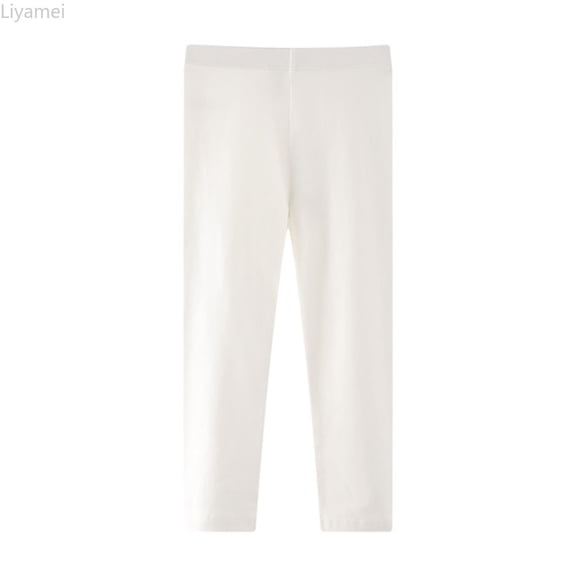 Liyamei Toddler Girls Leggings Pants Full Length Cotton Basic Leggings Stretchy Soft Tights Pants Size Beige 3-4 Years