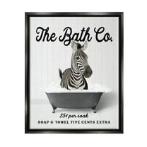 Stupell Industries Zebra in Vintage Tub Animals & Insects Painting Black Floater Framed Art Print Wall Art, 17 x 21