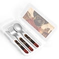 thumbnail image 4 of Fotbe Western French Bulldog Cowboy for Stainless Steel Kids Silverware Set - Child and Toddler Safe Flatware - Children's Knife, Fork And Spoon Set - Metal Kids Cutlery Set, 4 of 8