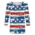 thumbnail image 4 of LYXSSBYX 4th of July Outfits for Women Women's Fashion Printed T-Shirt 3/4 Sleeves Blouse Round Neck Casual Tops, 4 of 5