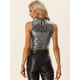 thumbnail image 3 of Top de lentejuelas para mujer sin mangas Party Metallic Sparkly Top Plateado oscuro XS, 3 of 6
