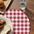 thumbnail image 3 of Farmhouse Red Plaid Round 13 Inch Placemats Set of 4, Rustic Red White Checkered HeatResistant Non Slip Place Mats for Dining Table, Wipeable Braided Kitchen Table Mats for Housewarming, 3 of 9