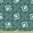 thumbnail image 2 of Ambesonne Abstract Fabric by the Yard Upholstery, Nostalgic Dotted Floral, 10 Yards, Petrol Blue Cream, 2 of 5
