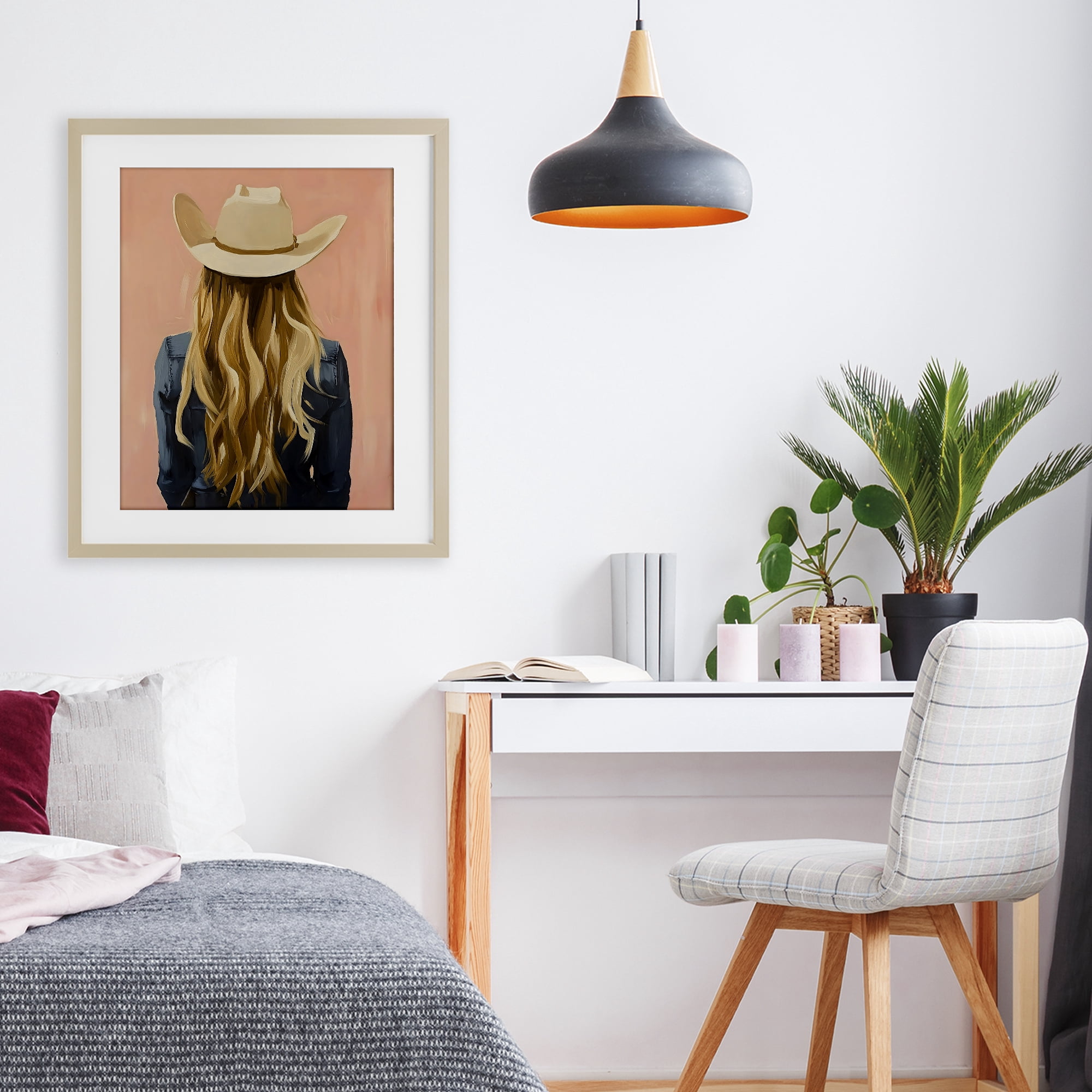 Stupell Industries Blonde Cowgirl Back View Birch Framed Print Under Glass, design by The Prints Vibe