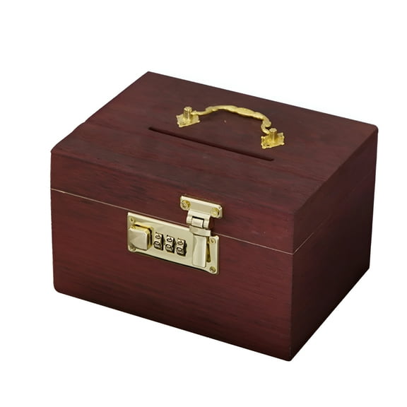 LAMIRO Vintage Style Wooden Piggy Bank Treasure Chest with Lock Jewelry Storage Case Saving Box Decorative Box Collection for Adults